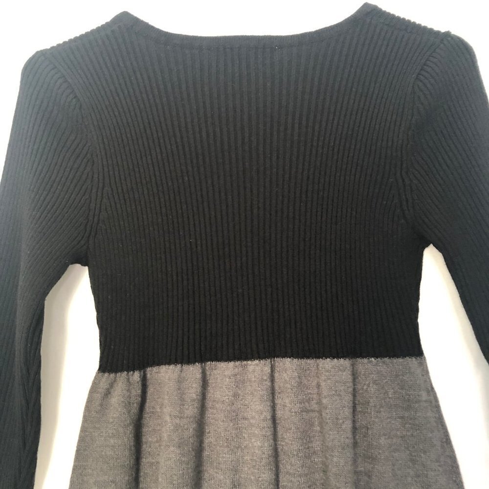 Sandra Darren Sweater Dress Color Black Cream and Gray Size PM - Picture 8 of 12